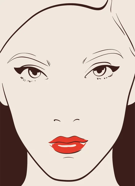 Hermosa cara de mujer con maquillaje — Vector de stock