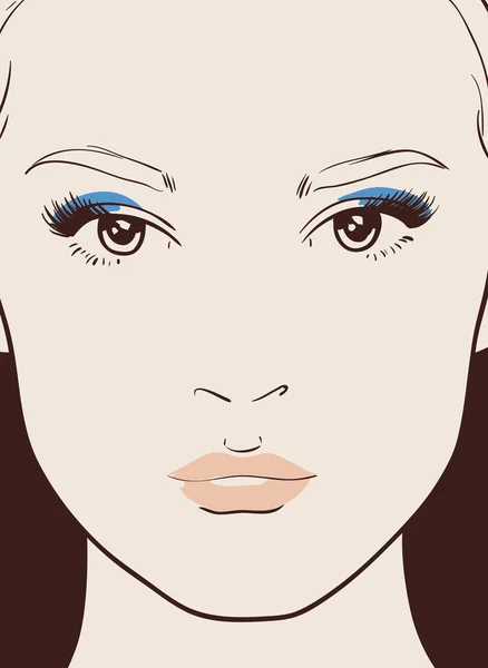 Belle visage de femme avec maquillage — Image vectorielle