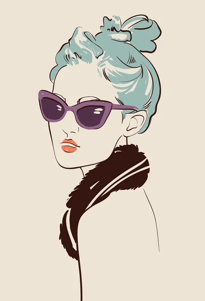 Mujer en gafas — Vector de stock