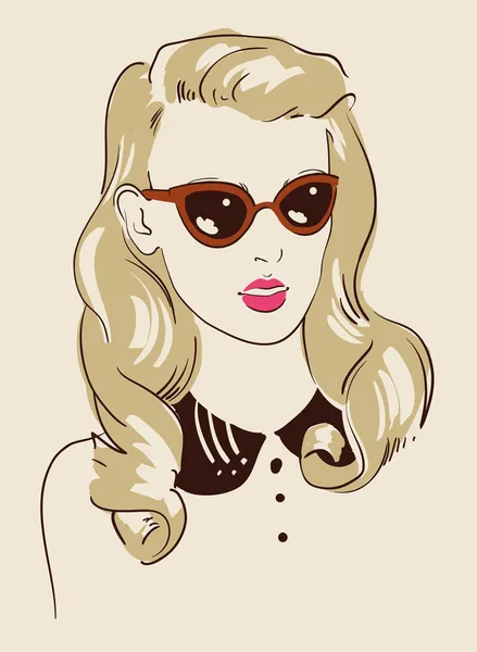 Femme dans les lunettes — Image vectorielle