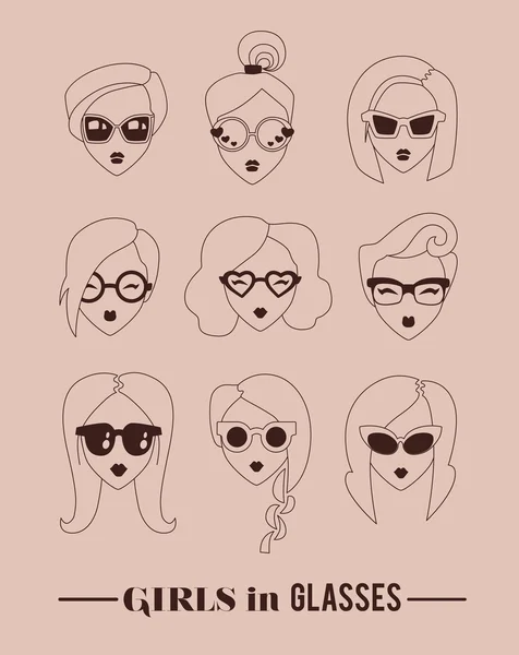 Fashion girls in glasses — Stock Vector