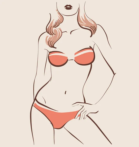 Vacker kvinna kropp i bikini — Stock vektor