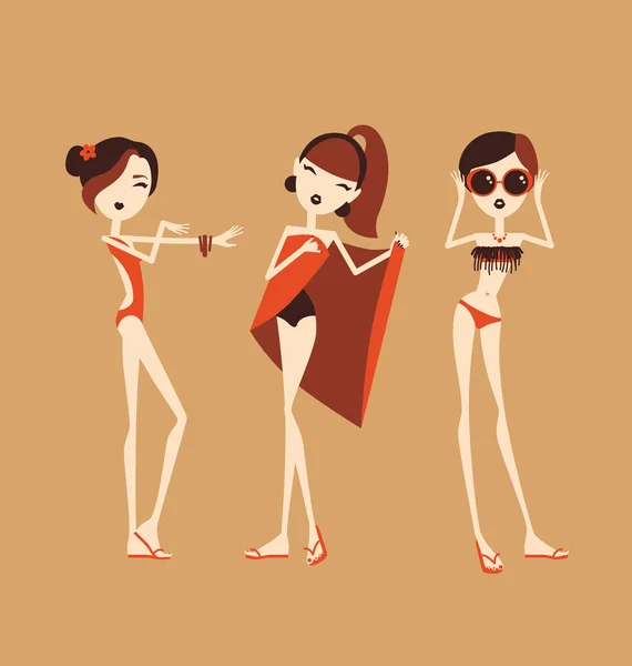 Mode Mädchen im Bikini — Stockvektor