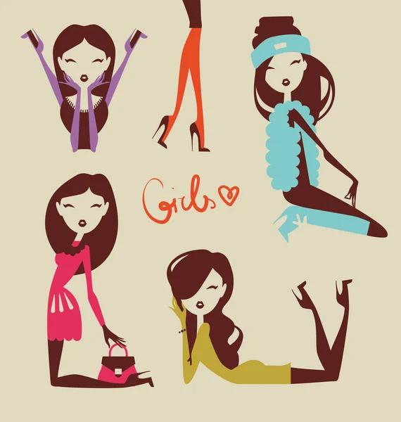 Chicas de moda — Vector de stock