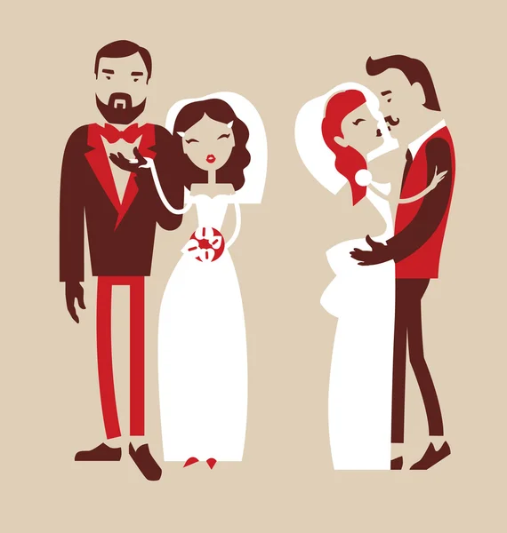 婚礼，新郎和新娘 — 图库矢量图片