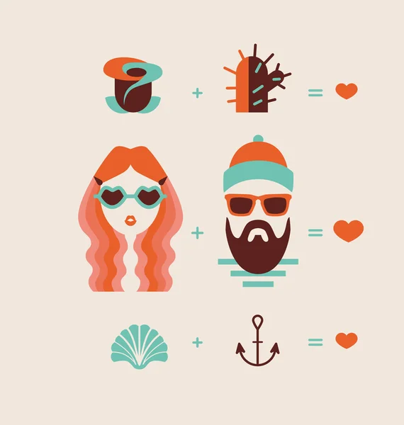 Hommes et femmes couples — Image vectorielle