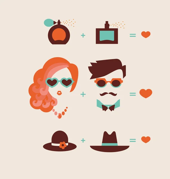 Hommes et femmes couples — Image vectorielle