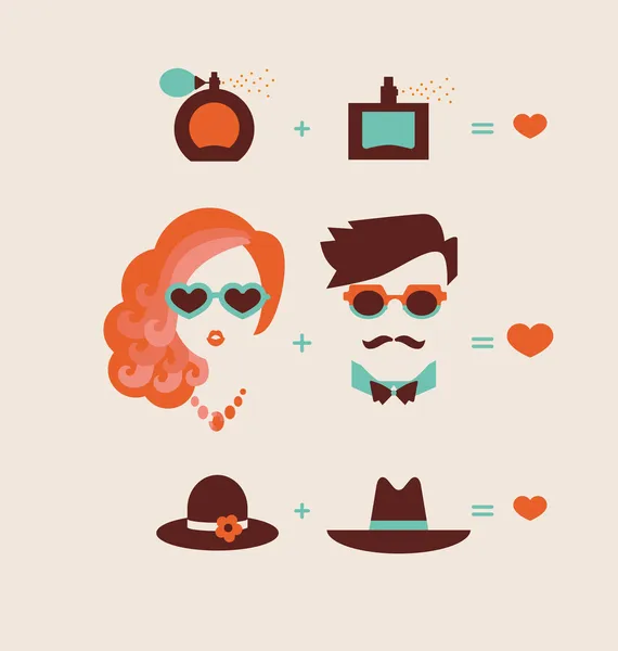 Hombre y mujer parejas — Vector de stock