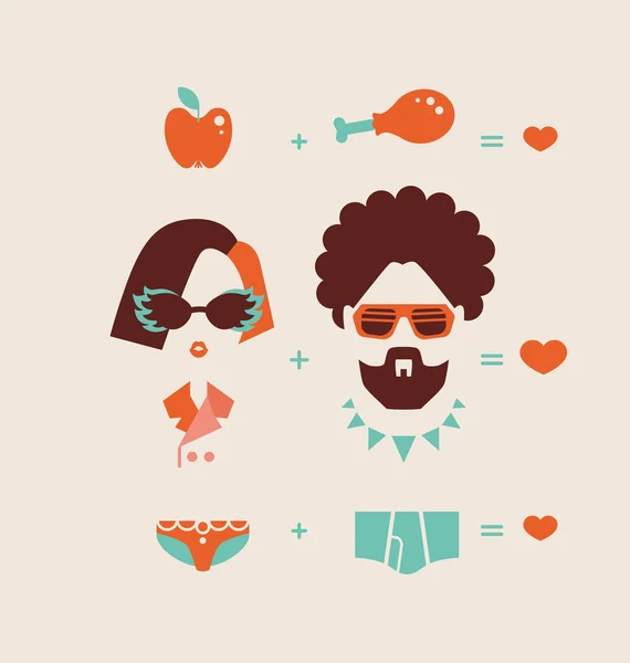 Hommes et femmes couples — Image vectorielle