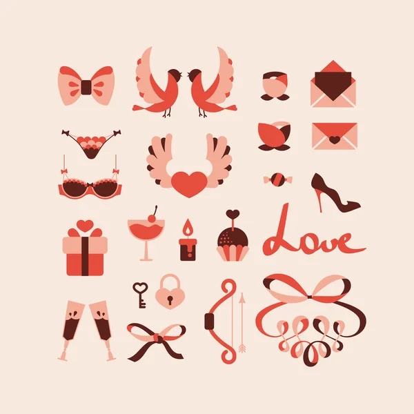 Iconos de amor — Archivo Imágenes Vectoriales