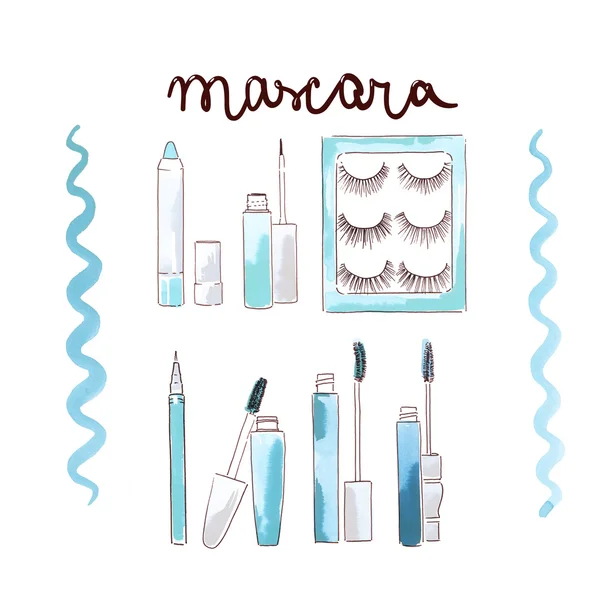 Collection of make up and cosmetics illustration — Stock Photo, Image