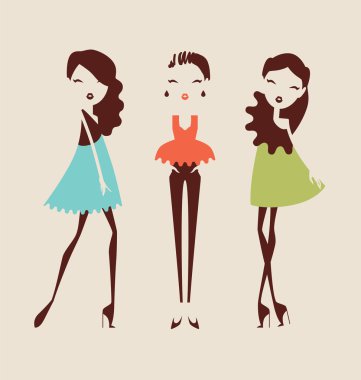 moda kızlar üzerinde izole açık renkli poz illustr vektör