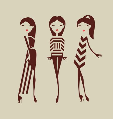moda kızlar üzerinde izole açık renkli poz illustr vektör