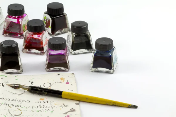 Calligraphy pen and ink pots ⬇ Stock Photo, Image by © Faradia01 #15787179