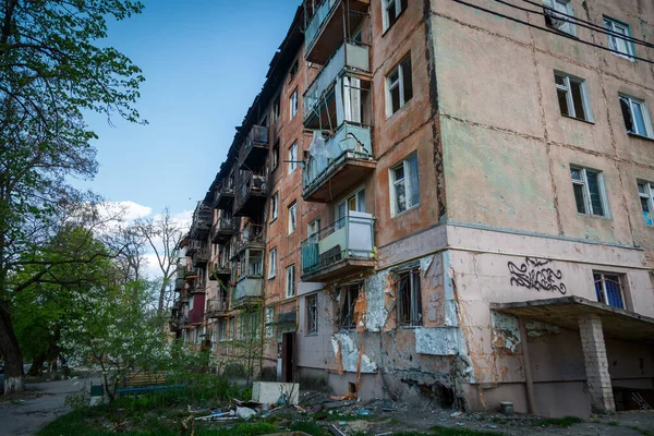アーピンの破壊だ 2022年5月 ウクライナのキエフ地方のイルピン ロシアウクライナ戦争 戦闘後のイルピンの損傷 — ストック写真