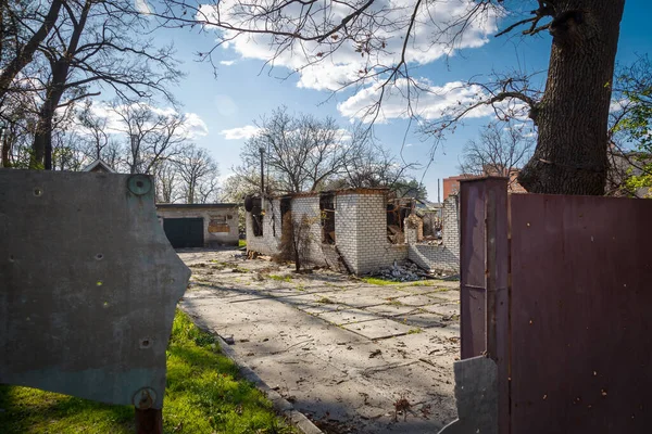 Destruição Irpin Maio 2022 Irpin Região Kiev Ucrânia Rússia Ucrânia — Fotografia de Stock