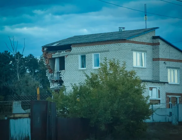 Iizium Harkiv Region Ukraine 2022 Iiziumの破壊 ロシアウクライナ戦争 合戦後の伊豆での破損 — ストック写真