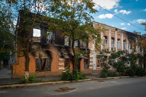 Izium Kharkiv Region Ukraine 2022 Destruction Izium 俄罗斯 乌克兰战争 在Izium战斗后被毁 图库照片