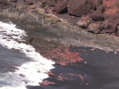 El Golfo sahilleri, Lanzarote, Kanarya Adaları. Seyahat, doğanın güzelliği..