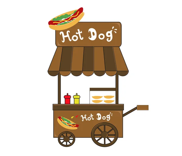 Booth állni a hot dog eladó vektor — Stock Vector