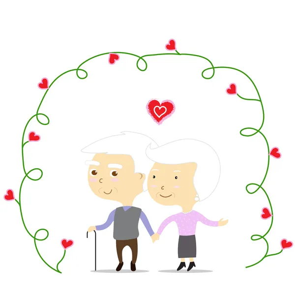 An old couple in love — Stock Vector