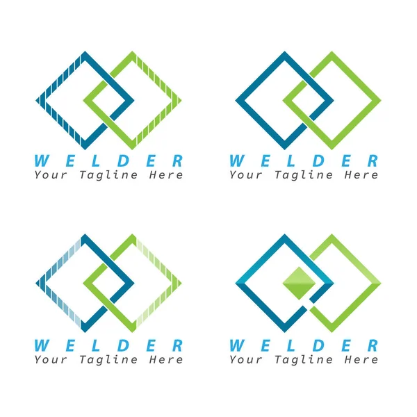 Creative Fresh Abstract Square Shape Bended Logo Template Four Sided — Stockový vektor