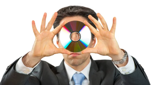 Affärsman med cd — Stockfoto