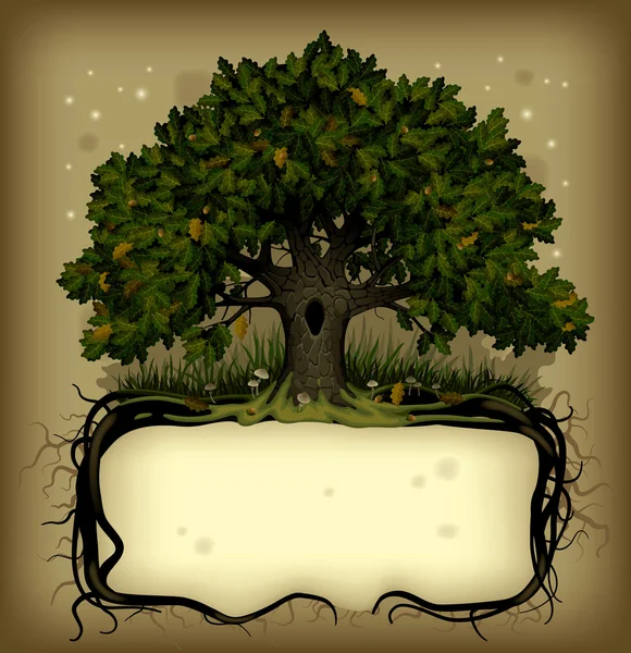 Meşe ağacı wih başlık sayfası — Stok Vektör