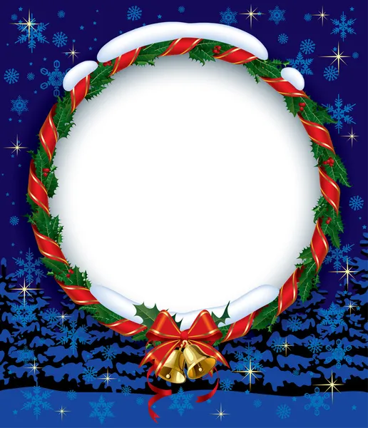Holly wreath with bells — Wektor stockowy