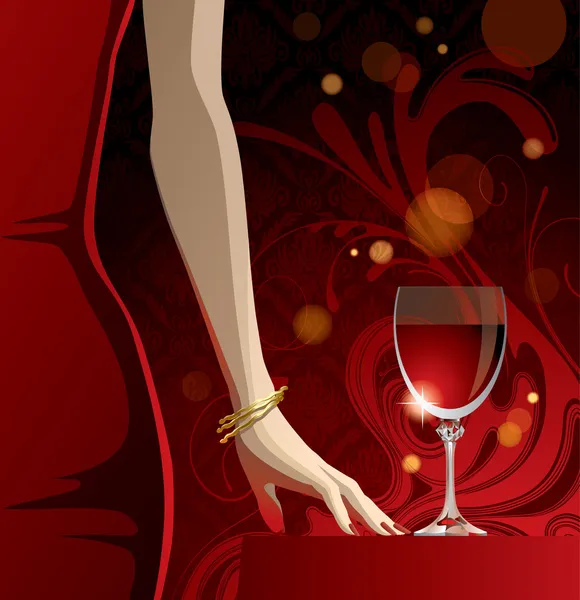 Glass of red wine — Stock Vector