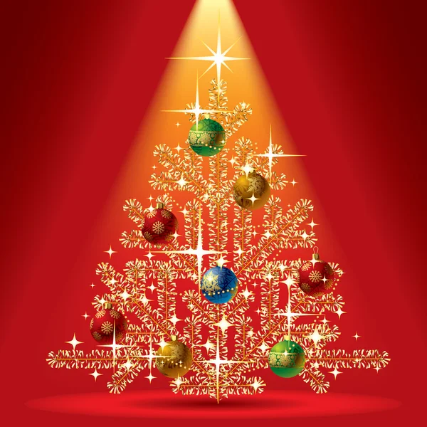 Gold Christmas tree — Stock Vector