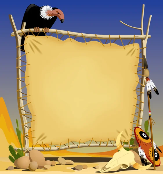 Banner aus Tierhaut in einer Wüste — Stockvektor