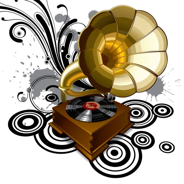 Fond avec un gramophone — Image vectorielle