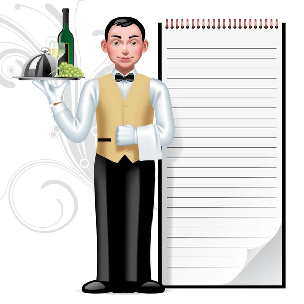 Young waiter — Stock Vector