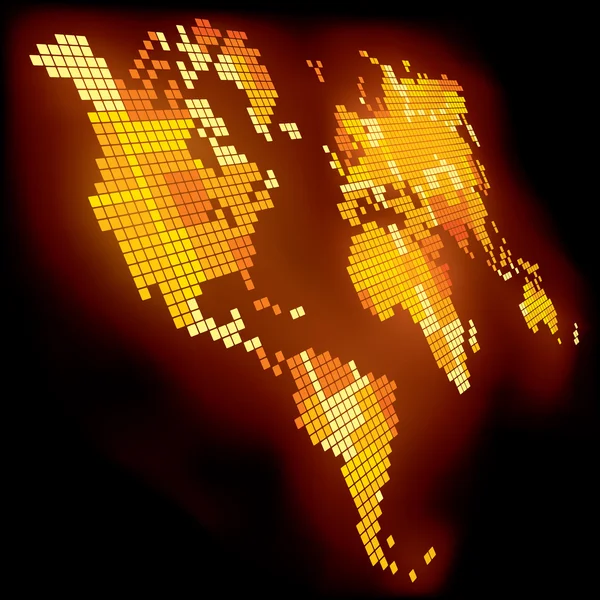 Mapa del mundo de píxeles brillantes — Vector de stock