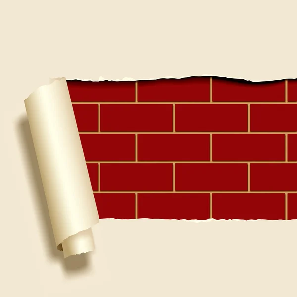Kağıt üzerinde bir brickwall sökük — Stok Vektör