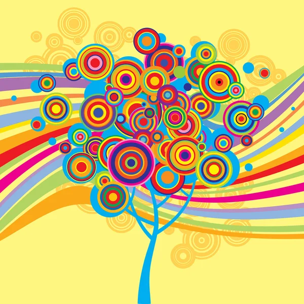 Fond multicolore avec un arbre — Image vectorielle