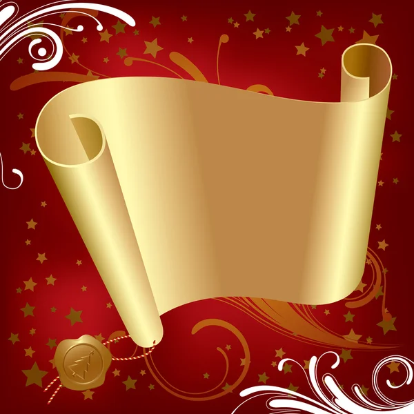 Navidad y pergamino de oro de Año Nuevo — Vector de stock