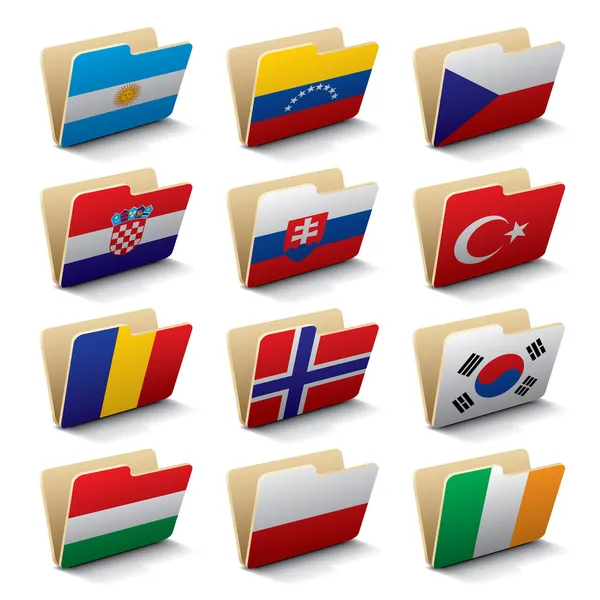 World folders icons — Stock Vector