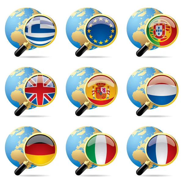 Iconos de bandera mundial — Vector de stock