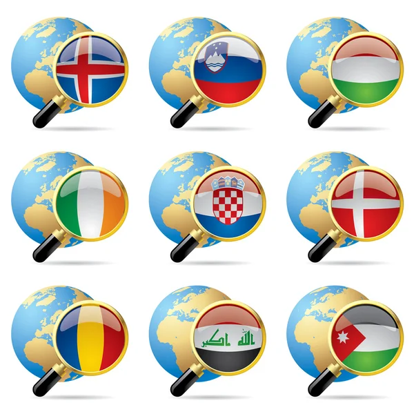 Iconos de bandera mundial — Vector de stock