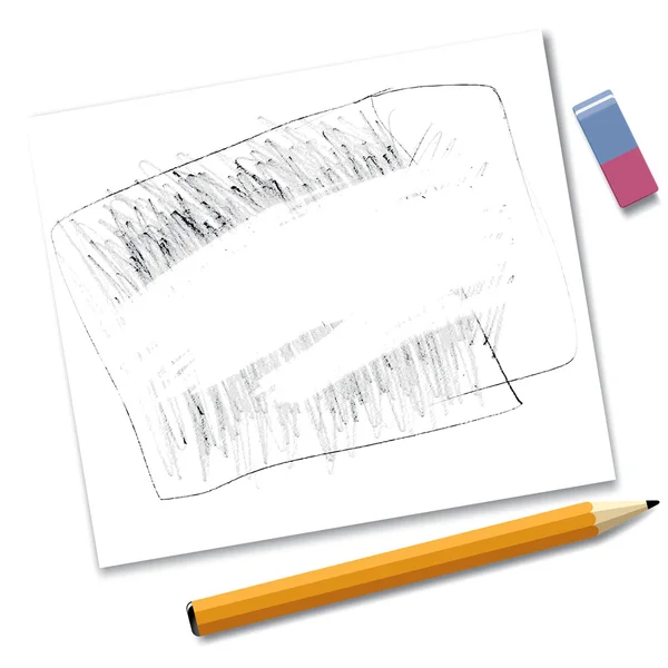 Desenho a lápis sobre um papel —  Vetores de Stock