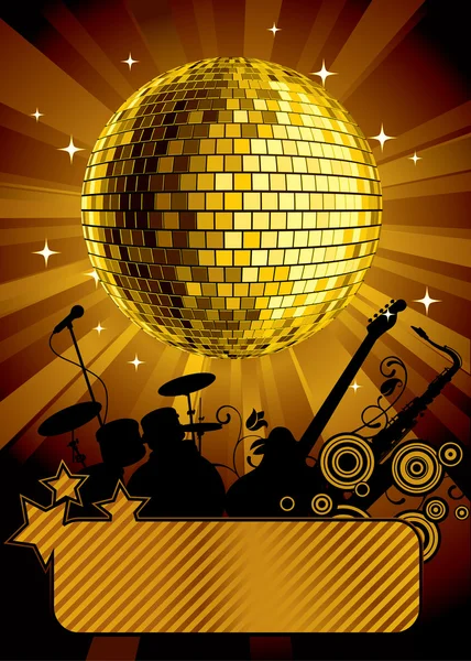 Arany disco ball — Stock Vector