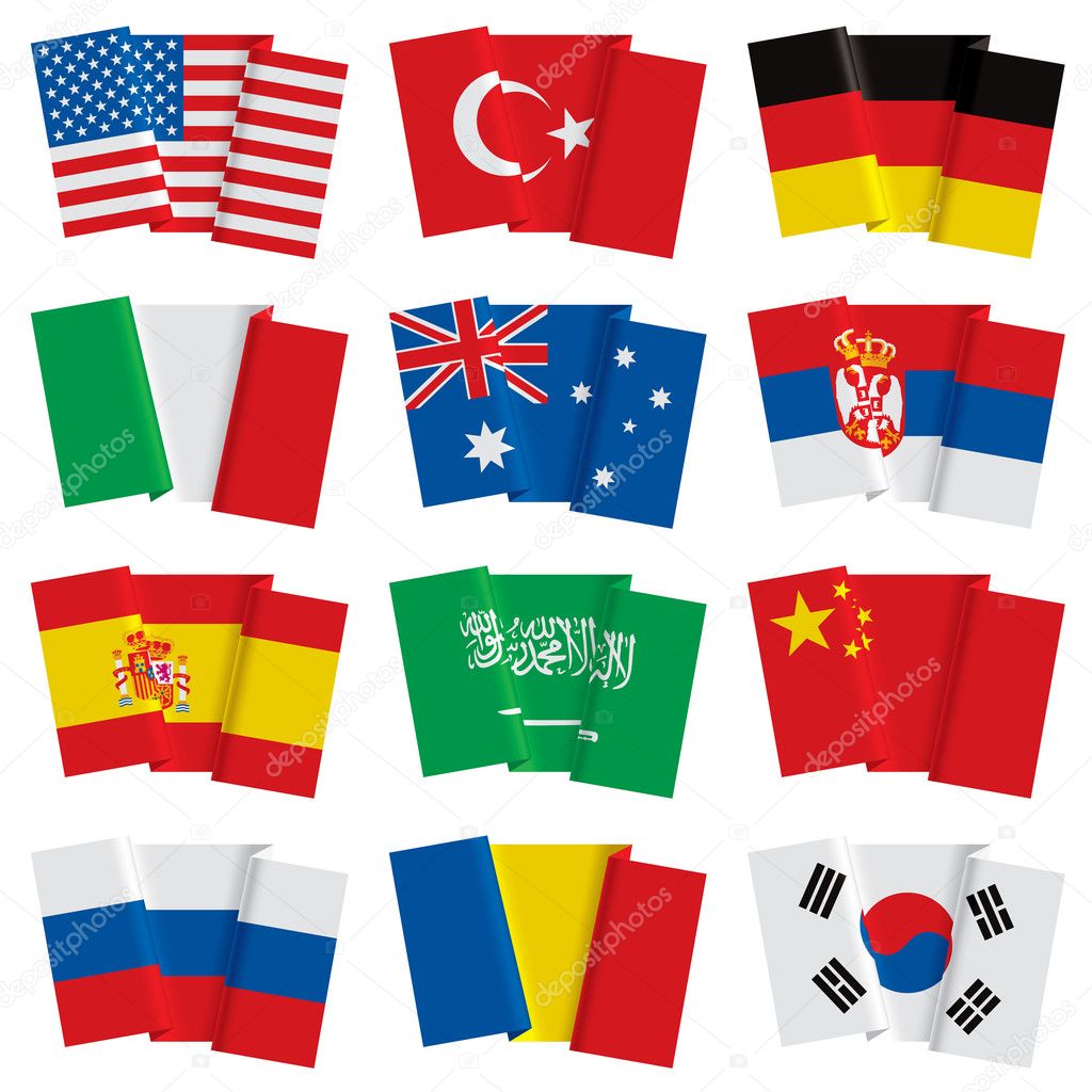 Set of world flags