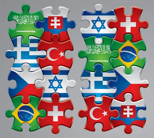 Puzzle flag icons 4 — Stock Vector
