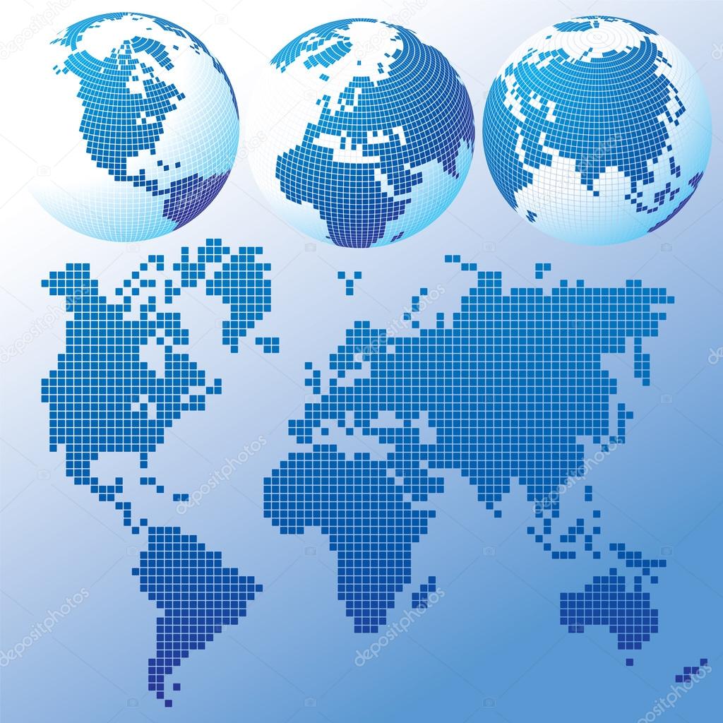 Blue global Set with a map