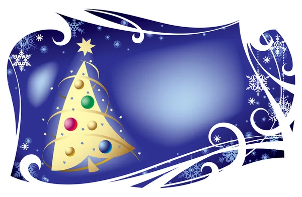 Biglietto natalizio con albero di Natale in oro — Vettoriale Stock
