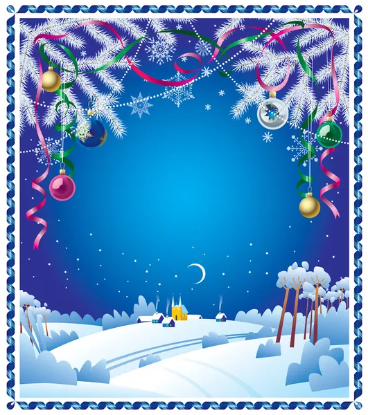 Carte de Noël avec bordure en ruban — Image vectorielle