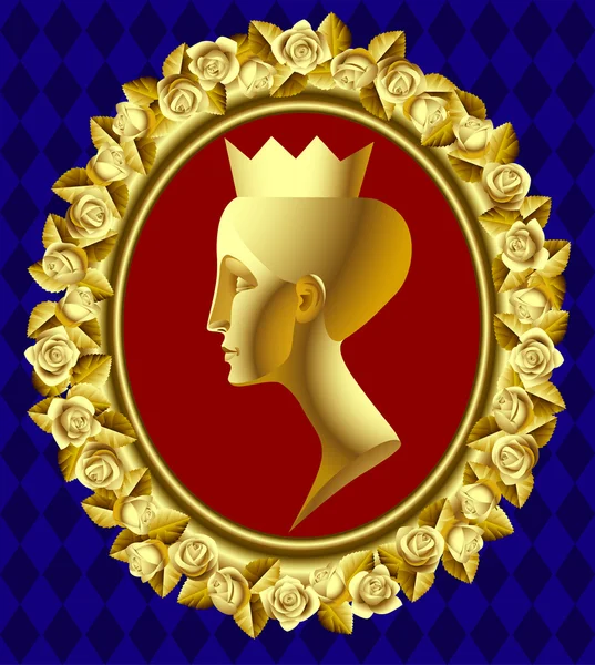 Gold profile of queen — Stock Vector