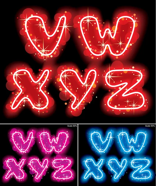 Neon alphabet letters — Stock Vector